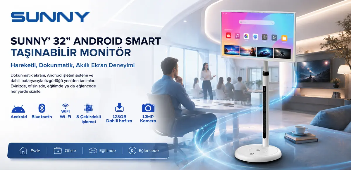 Sunny 32 inç SN32FMTR-A13B Full HD Android Smart Taşınabilir Monitör