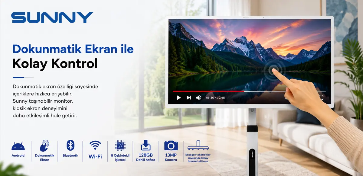 Sunny taşınabilir monitör dokunmatik ekran kullanımı