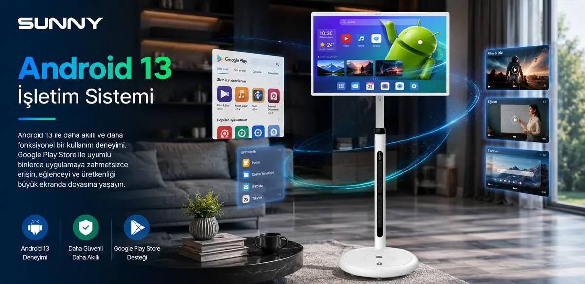 Sunny akıllı monitör Android 13 işletim sistemi