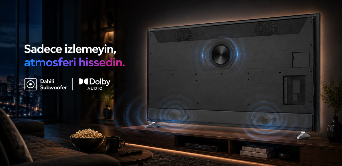 Dahili subwoofer ve Dolby Audio ile güçlü ses